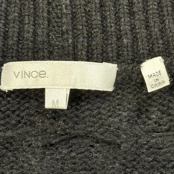 Vince Black Cable-Knit V-Neck Sweater Vest - Picture 4 of 7